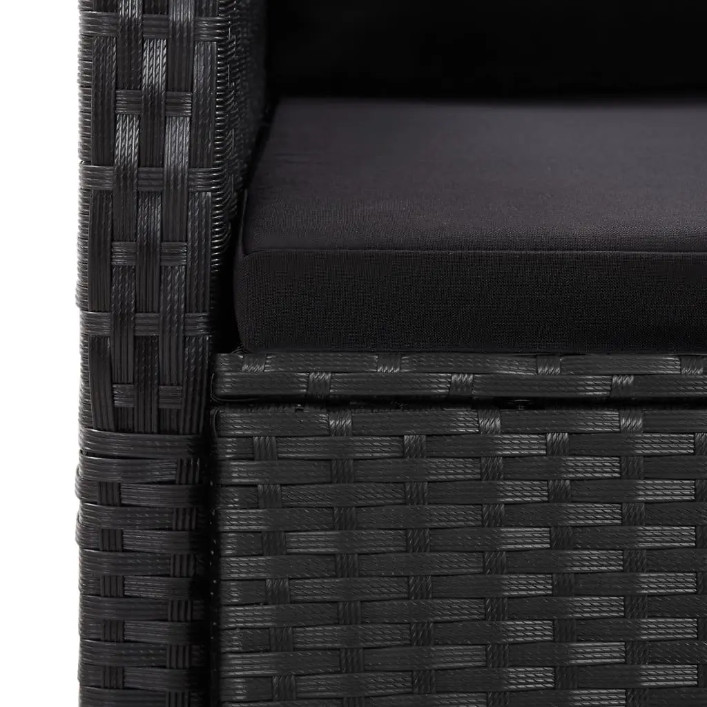 Garden Dining Set Black 11 Piece Outdoor Furniture Poly Rattan with Cushions