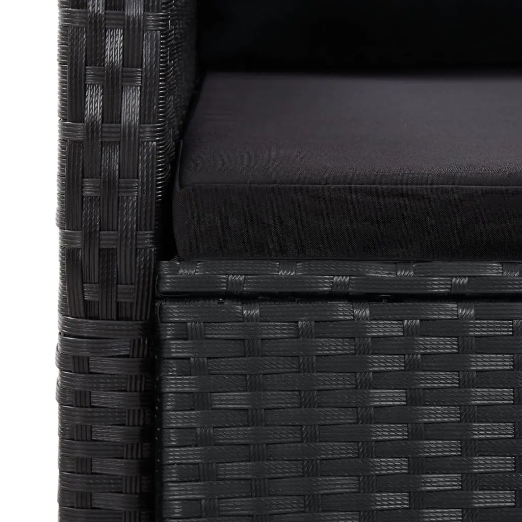 Garden Dining Set Black 9 Piece Outdoor Furniture Poly Rattan with Cushions
