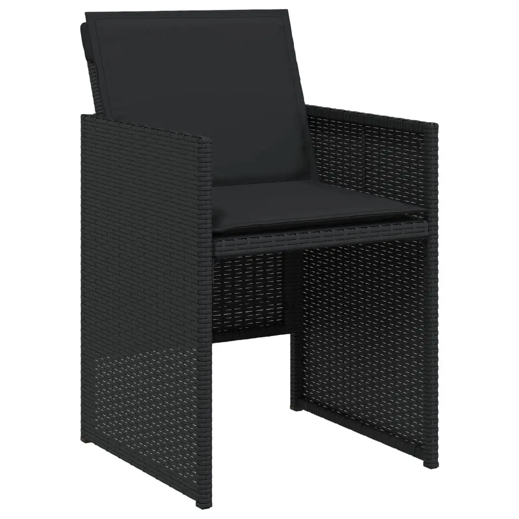 Garden Dining Set Black 11 Piece Poly Rattan Outdoor Furniture with Cushions