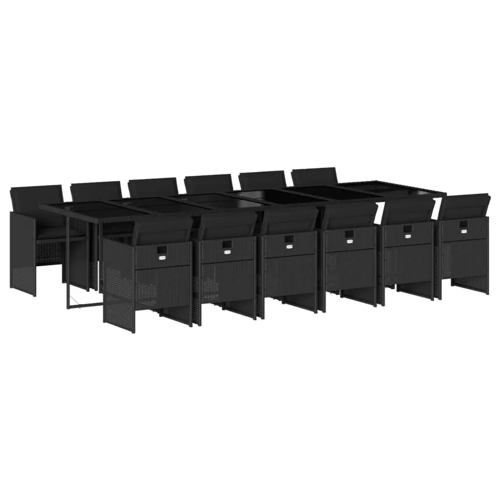 13 Piece Black Outdoor Dining Set Patio Furniture with Cushions Foldable