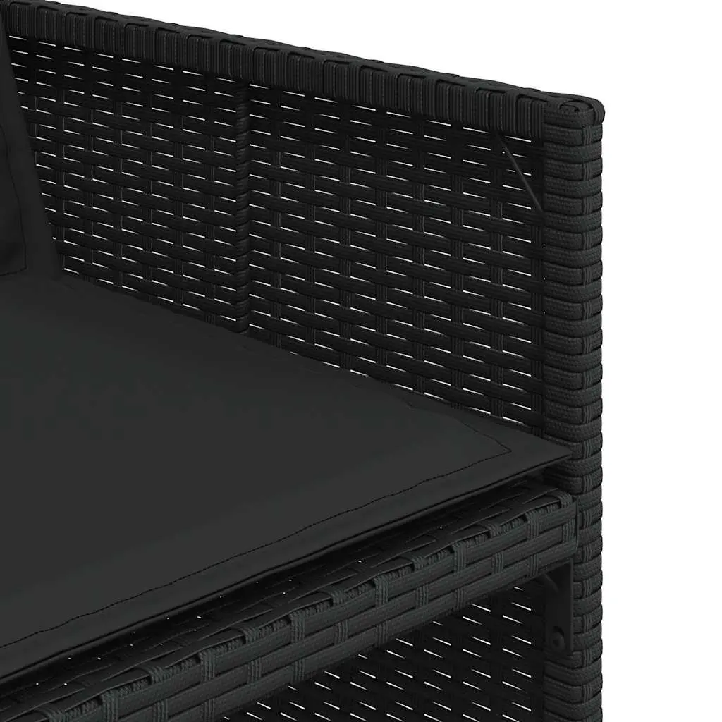 9PieceGardenDiningSetPatioBlackPolyRattanWithComfortCushionsAndTemperedGlassTable