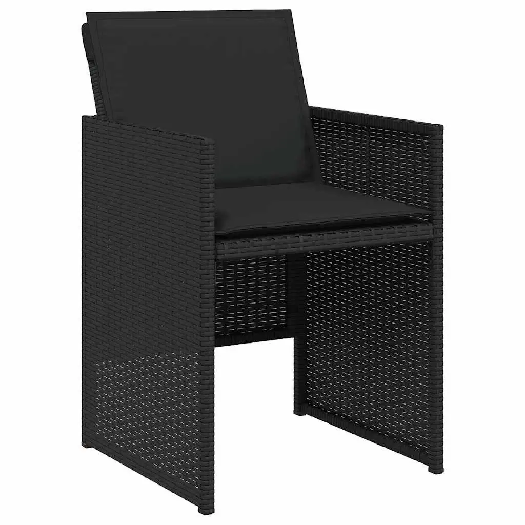 Garden Dining Set Black 15 Piece Outdoor Furniture Poly Rattan Cushions