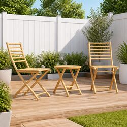 3 Piece Bistro Set Foldable Garden Furniture Brown Outdoor Patio Chairs Table