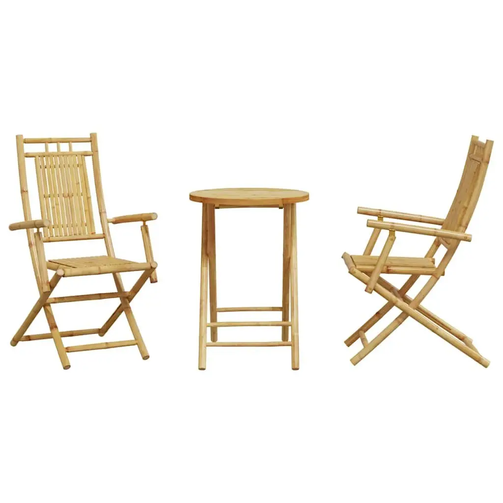 3 Piece Bistro Set Brown Foldable Garden Furniture Outdoor Patio Chairs Table