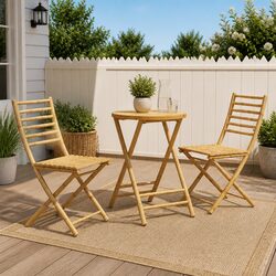 3 Piece Bamboo Bistro Set for Outdoor Spaces