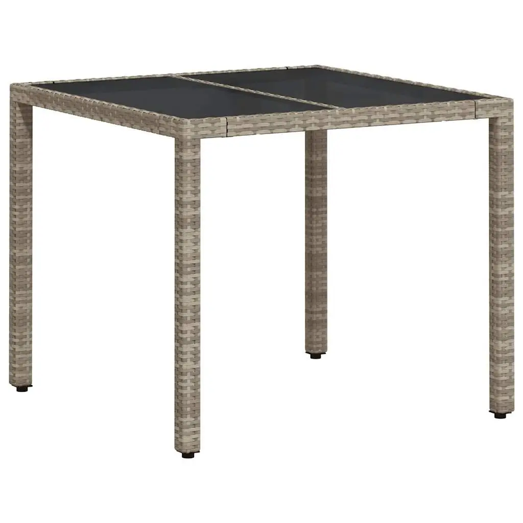 Garden Dining Set 3 Piece Outdoor Furniture Grey Poly Rattan Glass Table Patio