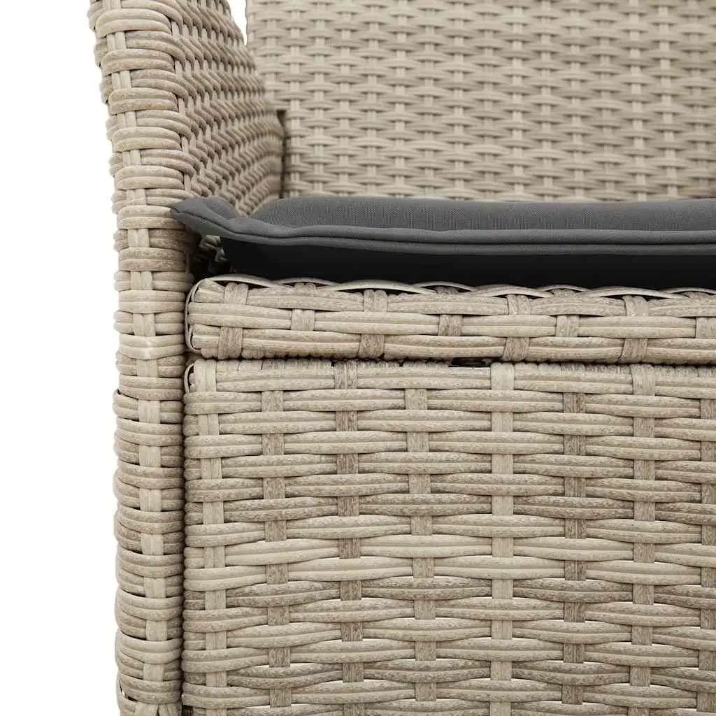 Garden Dining Set 3 Piece Outdoor Furniture Grey Poly Rattan Glass Table Patio