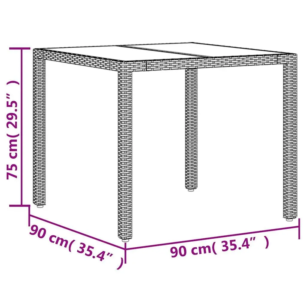 Garden Dining Set 3 Piece Outdoor Furniture Grey Poly Rattan Glass Table Patio