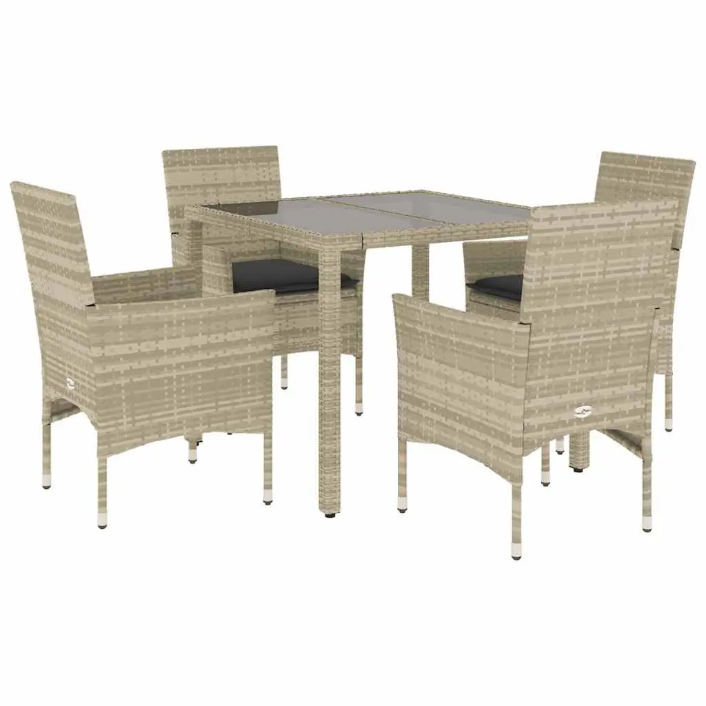 Garden Dining Set 5 Piece Outdoor Furniture Table Chairs Cushions Grey Patio