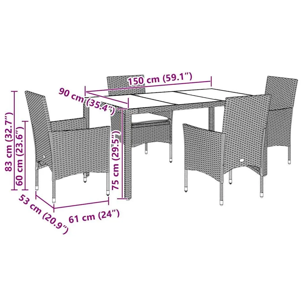 5 Piece Outdoor Dining Set for Comfort and Style