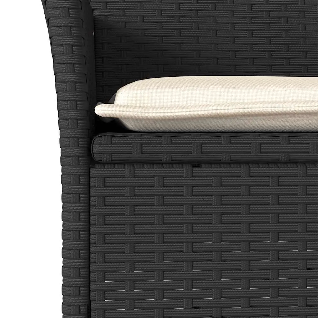 5 Piece Garden Dining Set Outdoor Furniture with Cushions Black Poly Rattan