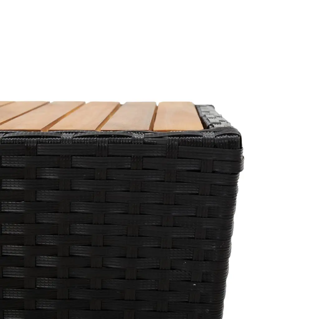 3 Piece Outdoor Bistro Set Black PE Rattan Garden Patio Furniture with Thick Cushions and Tempered Glass Tabletop