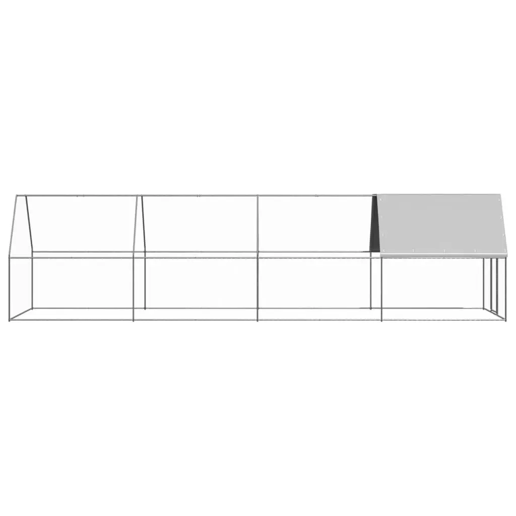 Chicken Cage Silver 2x8x2m Galvanised Steel Outdoor Poultry Coop Enclosure