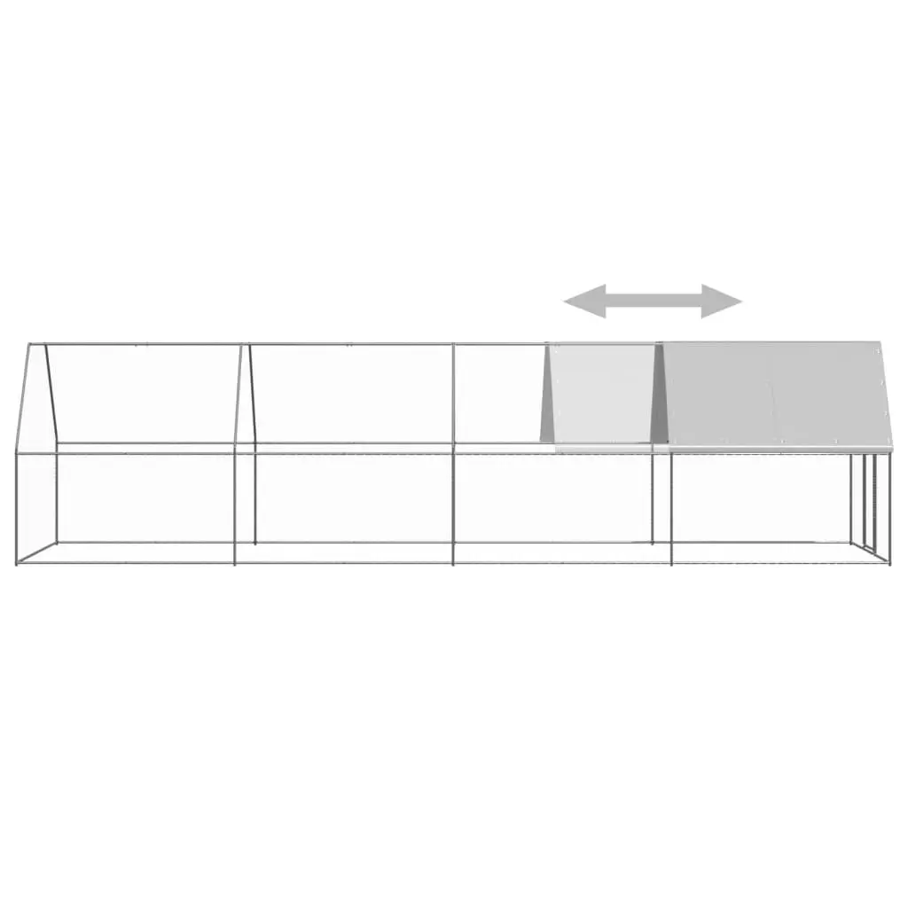 Chicken Cage Silver 2x8x2m Galvanised Steel Outdoor Poultry Coop Enclosure
