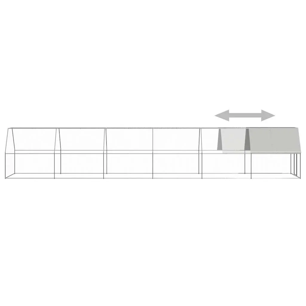 Chicken Cage Silver 2x12x2 m Walk In Enclosure Galvanised Steel Frame Polyethylene Roof