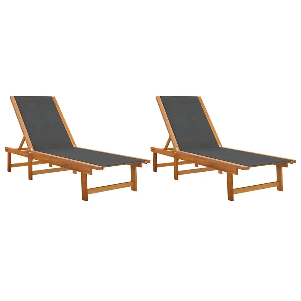 Sun Loungers 2 pcs Adjustable Backrest Outdoor Lounge Chair Patio Garden Pool
