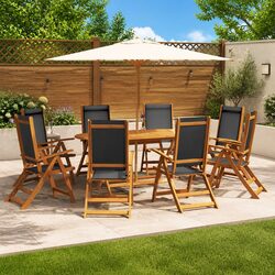 9 Piece Garden Dining Set Outdoor Table Chairs Acacia Wood Textilene