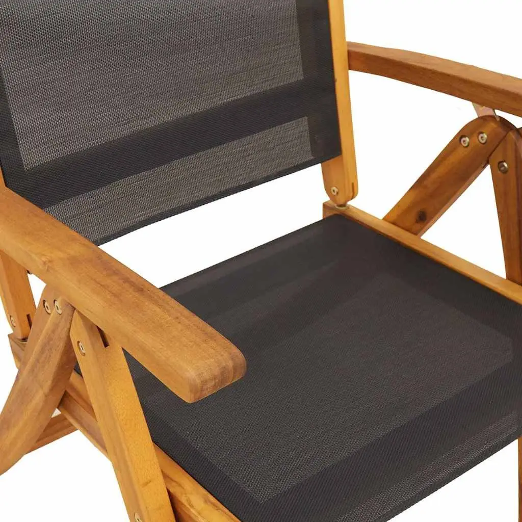 5 Piece Garden Dining Set Brown Acacia Wood Adjustable Chairs Table
