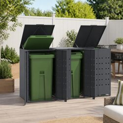 Wheelie Bin Storage Enclosure for 3 Bins Anthracite Garden Waste Container Shed