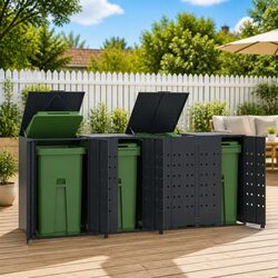 Wheelie Bin Storage Shed for 4 Bins Anthracite Garden Waste Container Enclosure