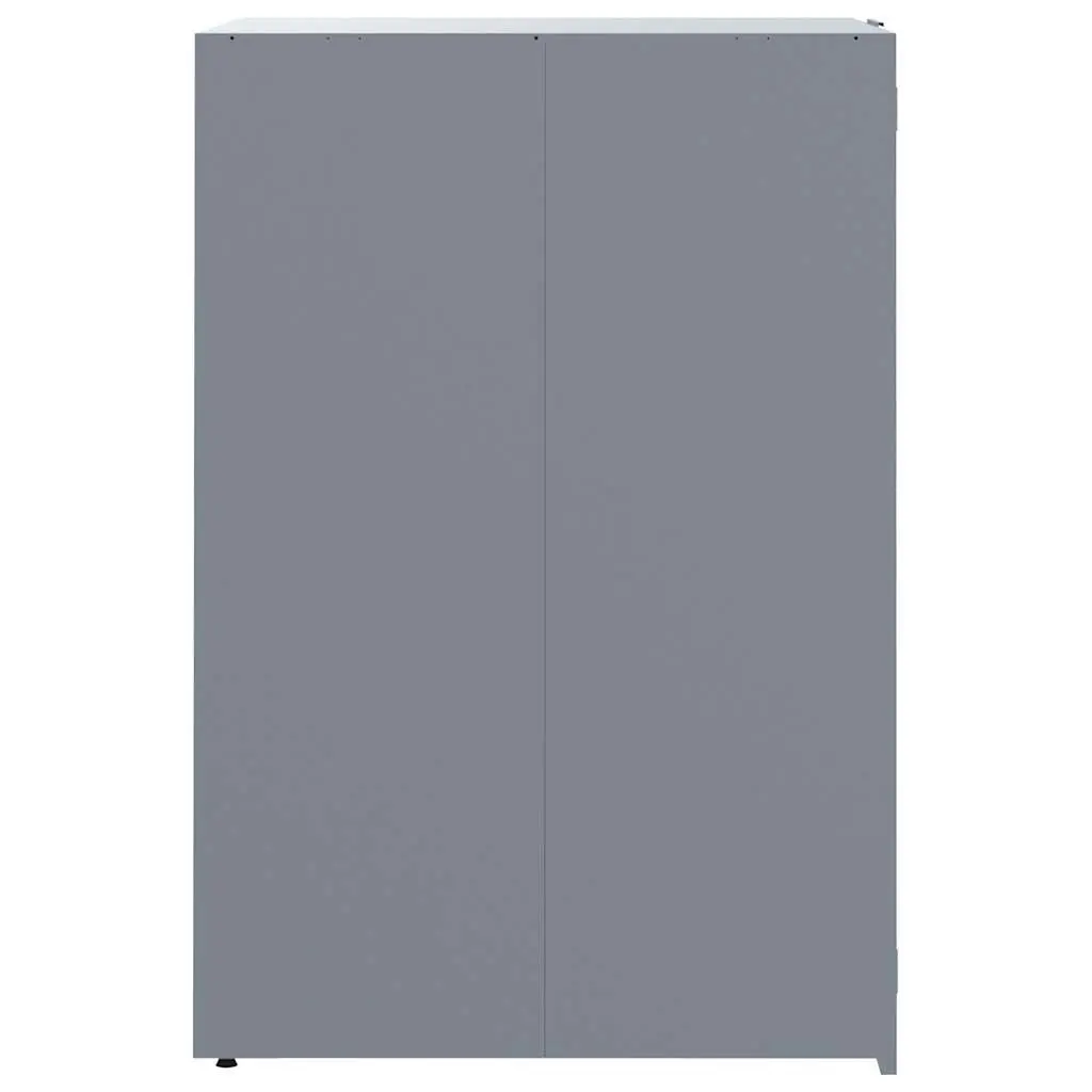 Wheelie Bin Storage Enclosure Grey Steel 2 Bins Gas-Spring Lid Magnetic Closure Ventilation Panels