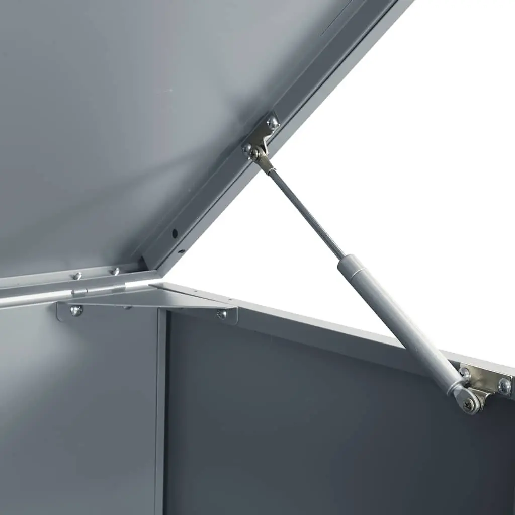Wheelie Bin Storage Shed Grey Powder-coated Steel 3 Bin Capacity Gas-spring Lid Magnetic Closure Ventilation Panels