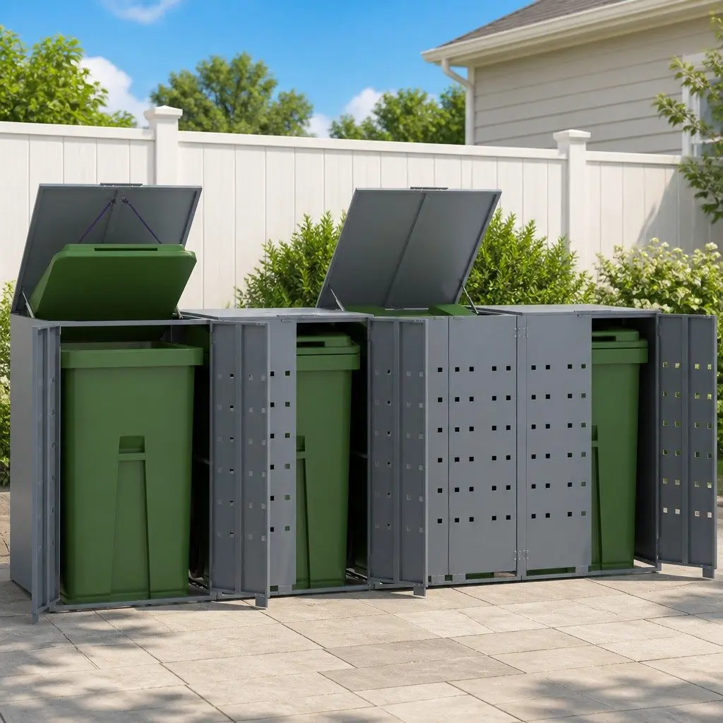 Grey Garden Bin Storage for 4 Bins