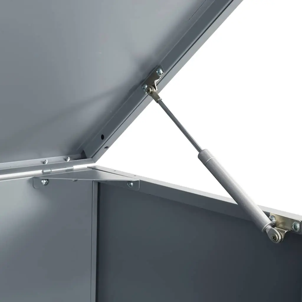 Wheelie Bin Storage Shed Grey Powder-coated Steel Gas-spring Lid Ventilation Panels