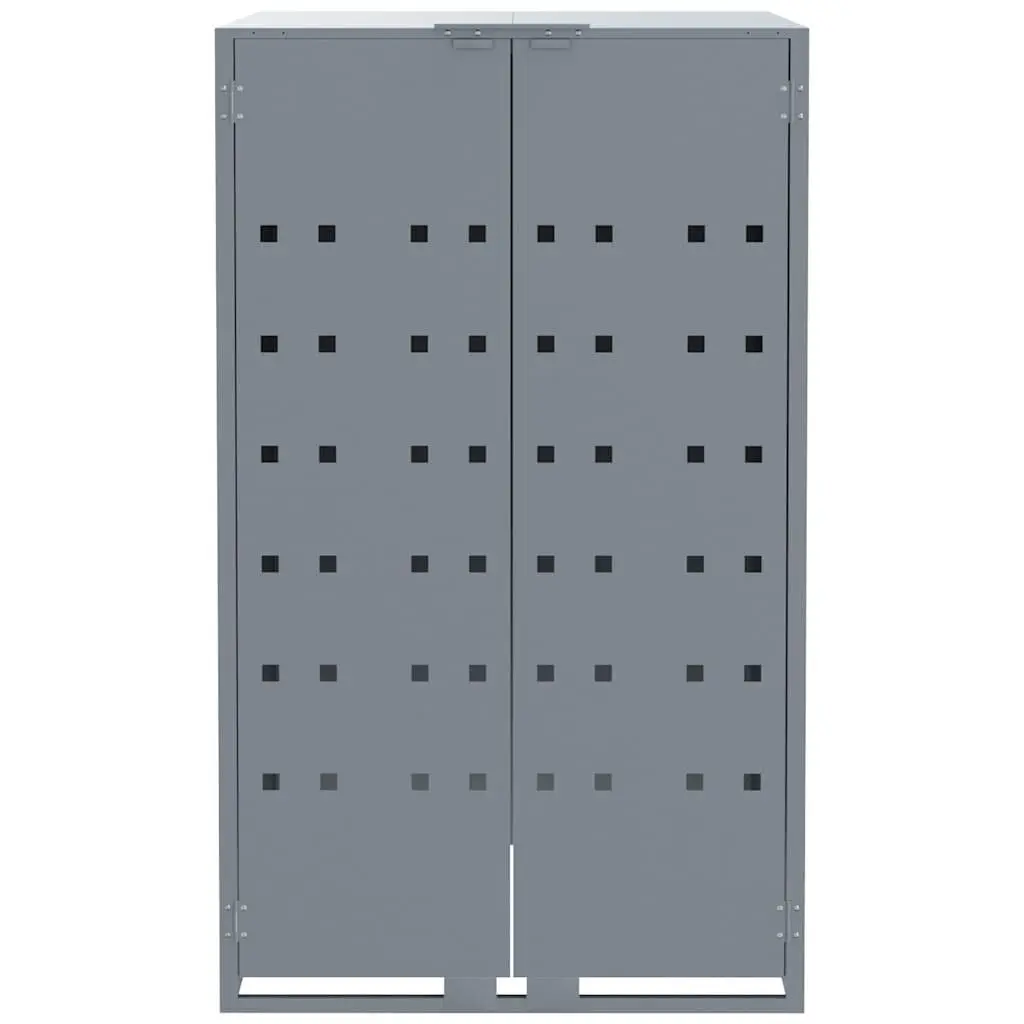 Wheelie Bin Storage Shed Grey 345x79x117cm Steel Automatic Opening Ventilation Panels