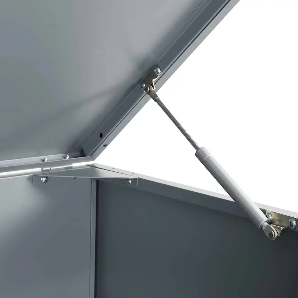 Wheelie Bin Storage Shed Grey 345x79x117cm Steel Automatic Opening Ventilation Panels