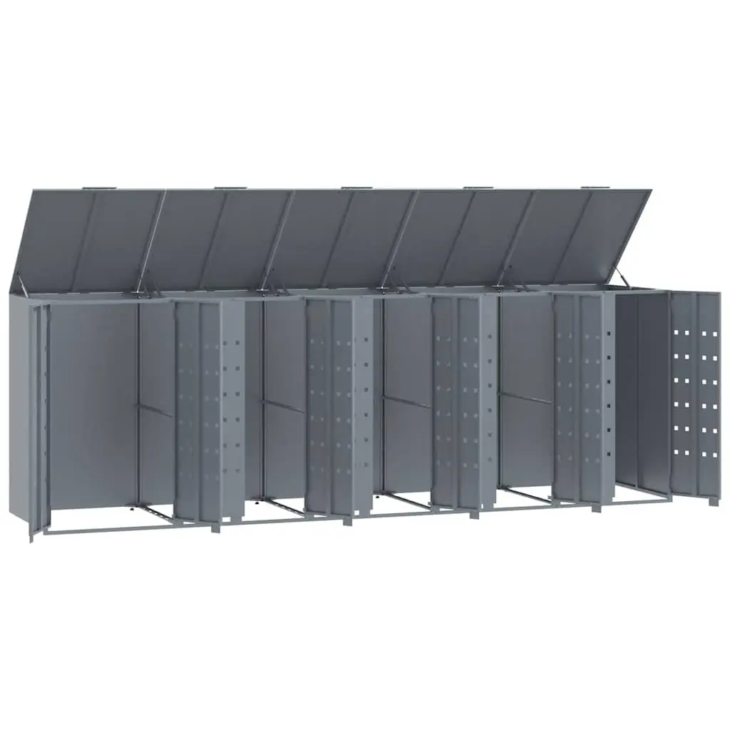 Wheelie Bin Storage Shed Grey 345x79x117cm Steel Automatic Opening Ventilation Panels