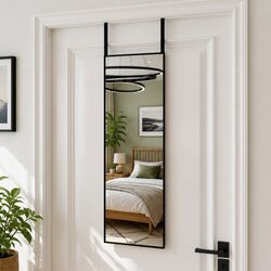 Door Mirror Black 30x80 cm Wall Mounted Hanging Dressing Glass Bedroom Living