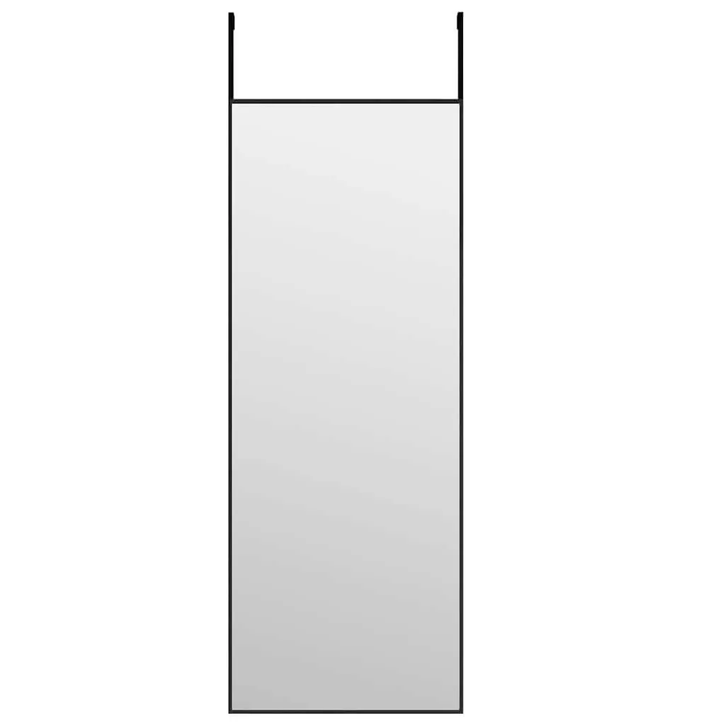 Door Mirror Black 30x80 cm Aluminium Frame Wall Mounted Adjustable Height