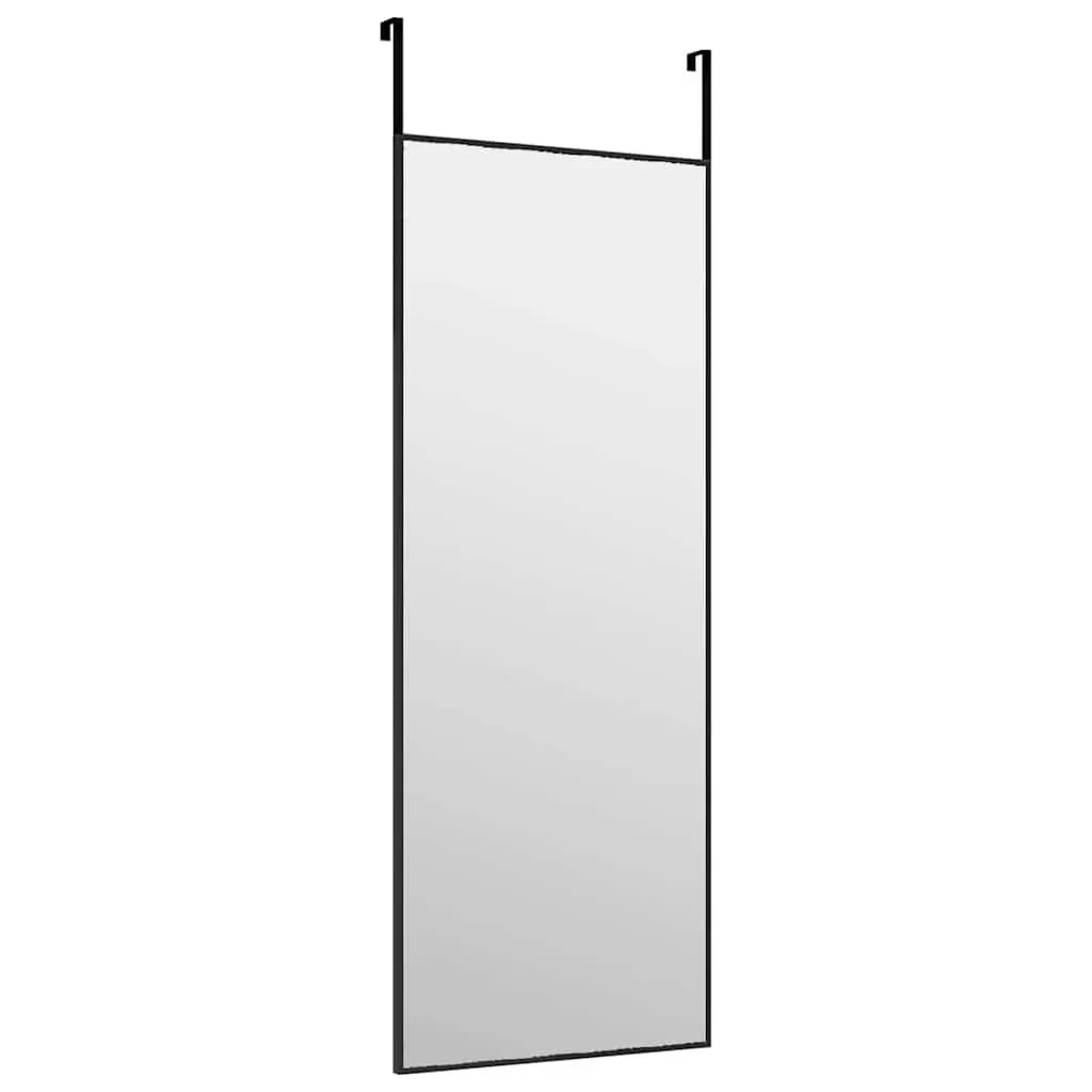 Door Mirror Black 30x80 cm Aluminium Frame Wall Mounted Adjustable Height