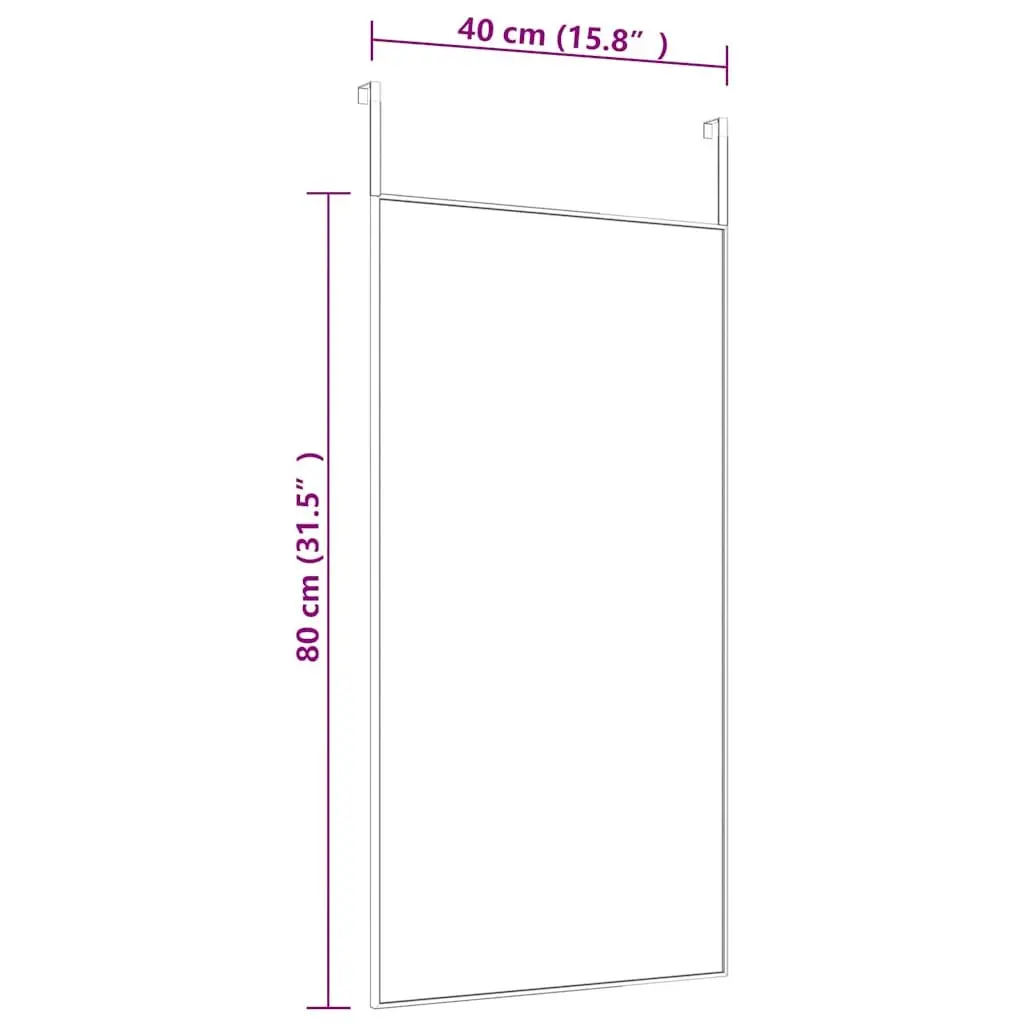 Door Mirror Black 40x80 cm Wall Hanging Glass Aluminium Frame Over Door