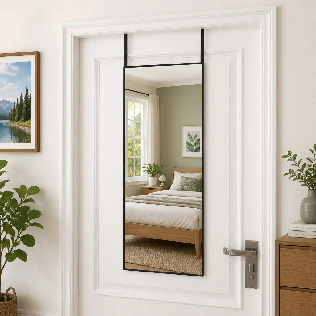40x100cm Black Door Mirror with Aluminum Frame