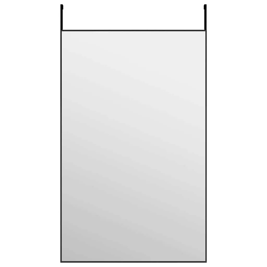Door Mirror Black 50x80 cm Wall Mounted Dressing Glass Aluminium Frame Over-Door