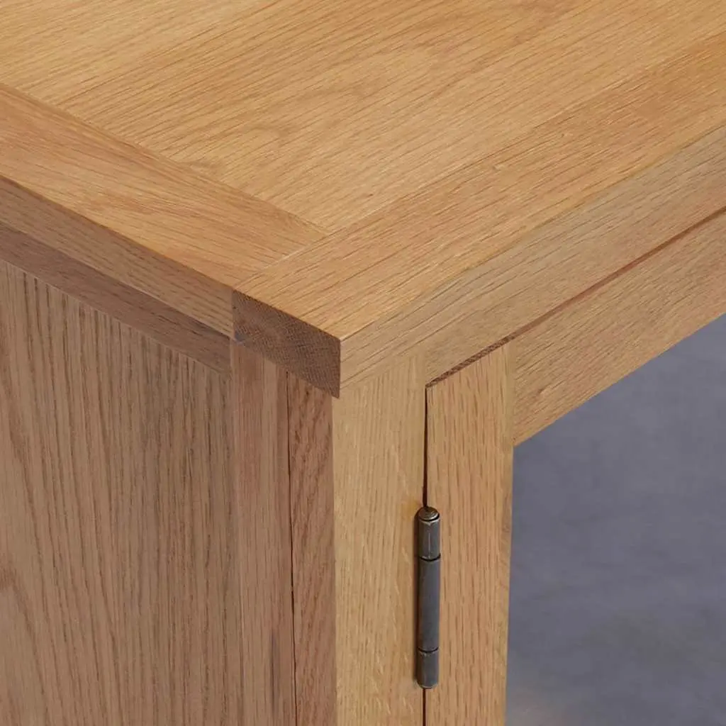 TV Stand Brown Solid Oak Wood 110x35x44 cm Storage Unit with Doors and Open Compartments