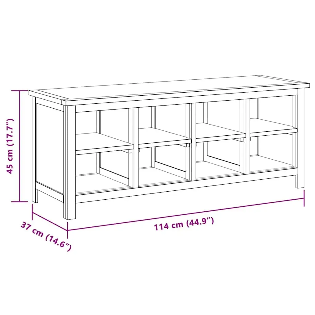 Shoe Rack Bench Brown 8 Compartments Solid Wood Storage Cabinet
