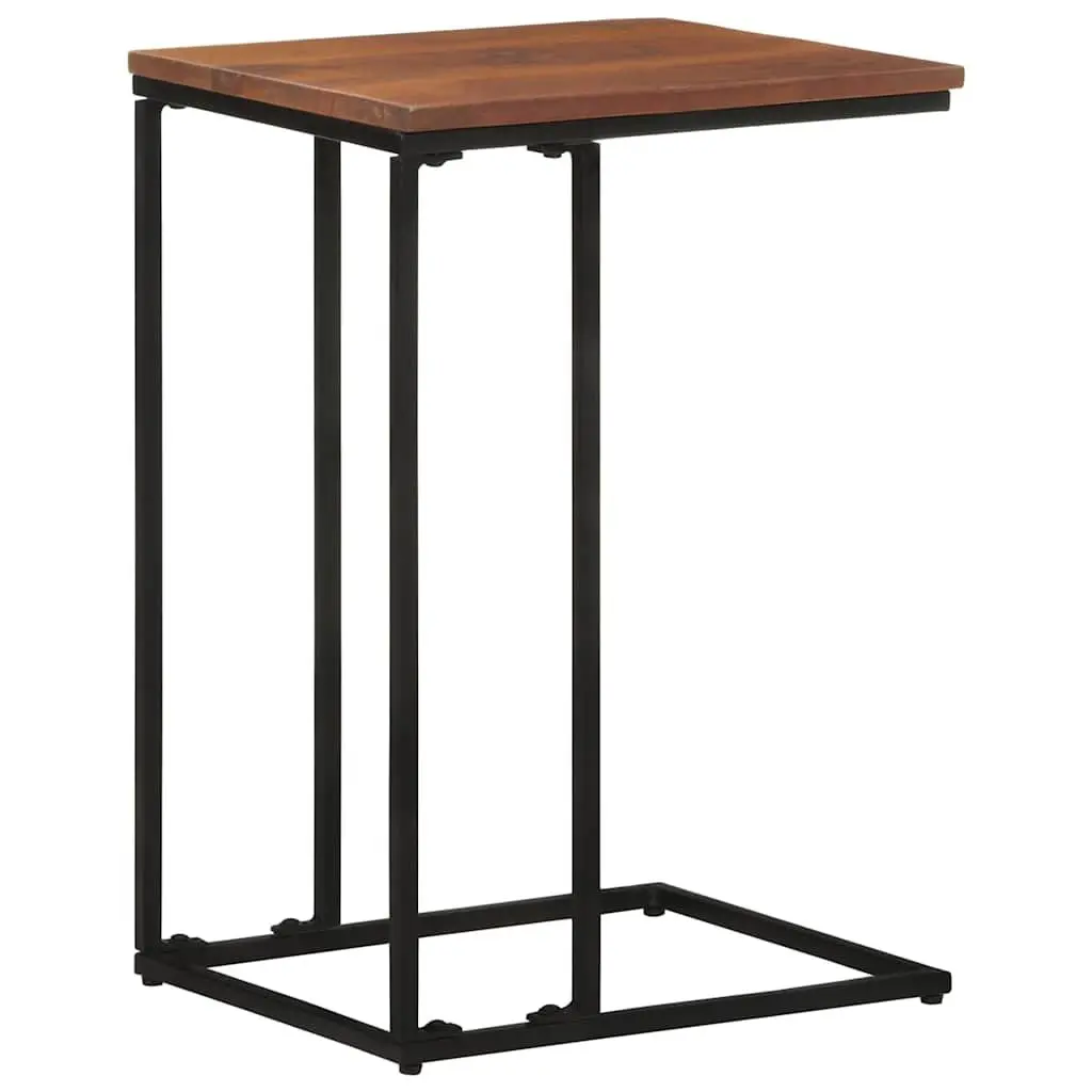 Side Table Brown 35x45x65cm Solid Acacia Wood with Powder-coated Iron Frame