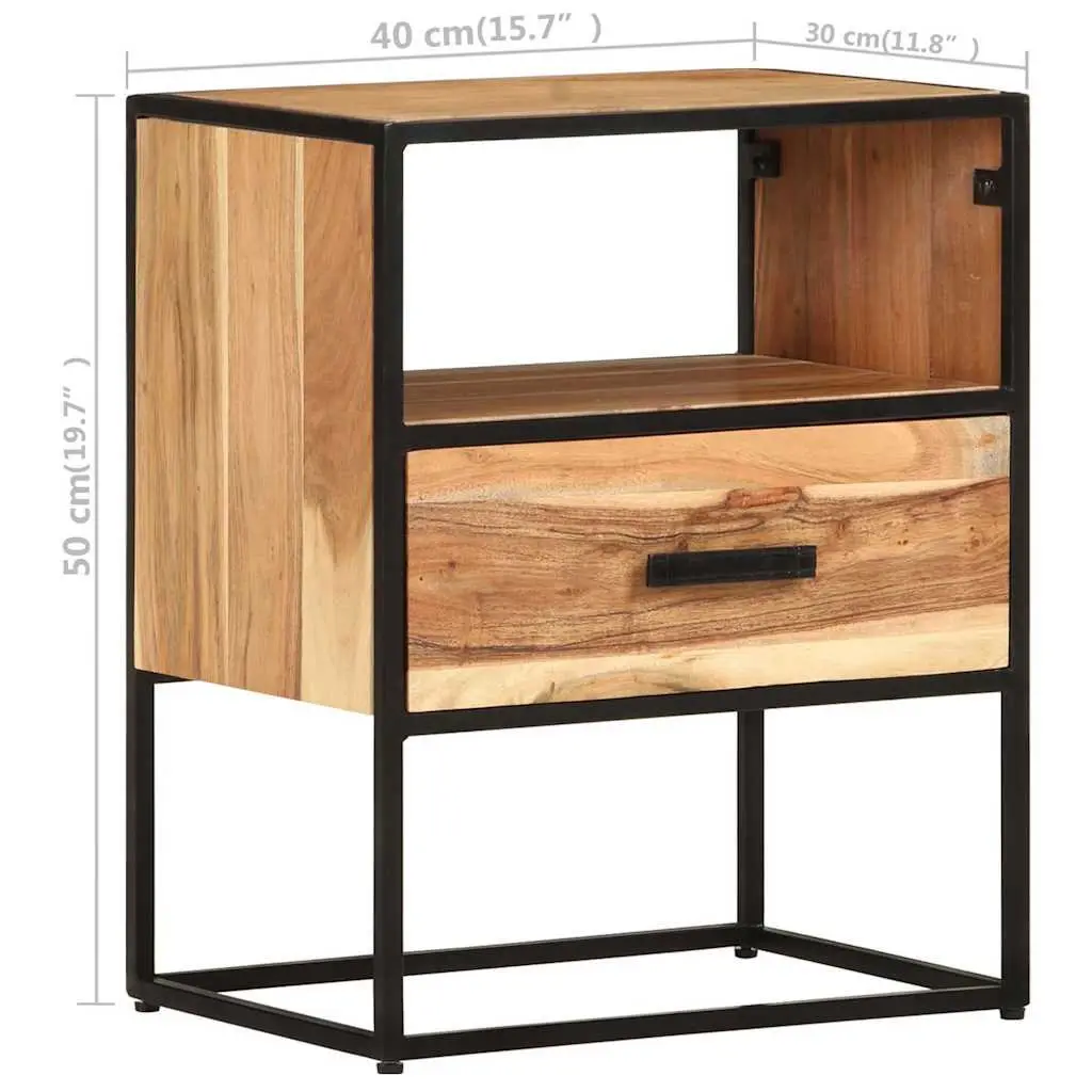 Bedside Table Brown 40x30x50 cm Solid Acacia Wood Nightstand Cabinet Drawer