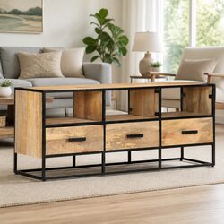 Compact Brown TV Cabinet with Solid Wood Design