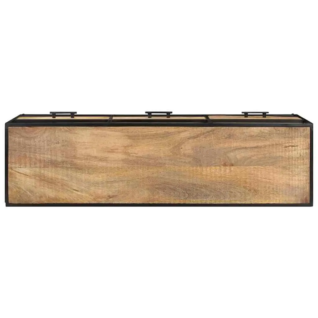TV Cabinet 110x30x45 cm Brown Rough Mango Wood with Drawers and Shelves