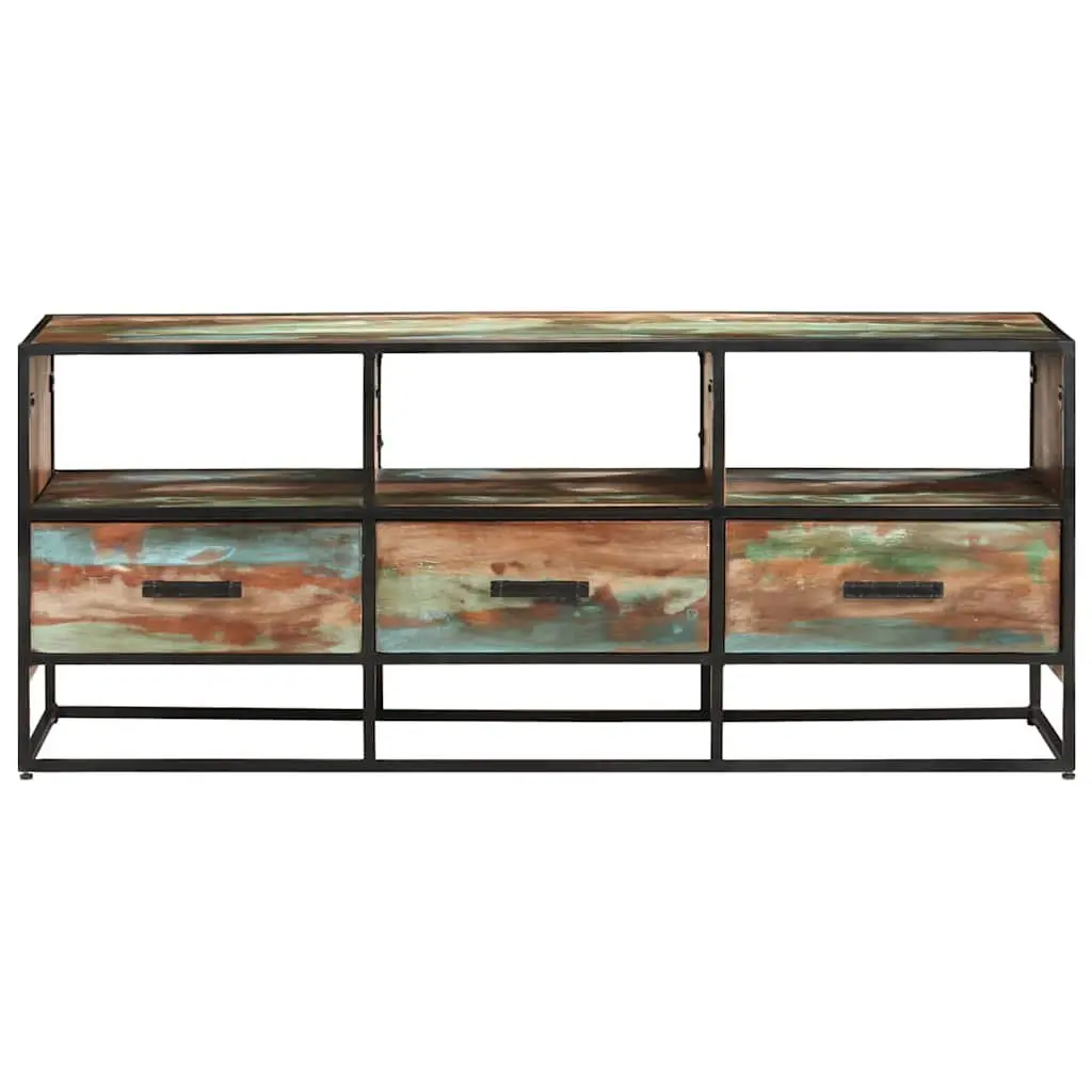 TV Cabinet Brown 110x30x45 cm Solid Reclaimed Wood with 3 Drawers and 3 Shelves Storage
