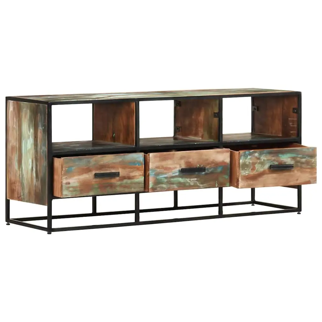 TV Cabinet Brown 110x30x45 cm Solid Reclaimed Wood with 3 Drawers and 3 Shelves Storage