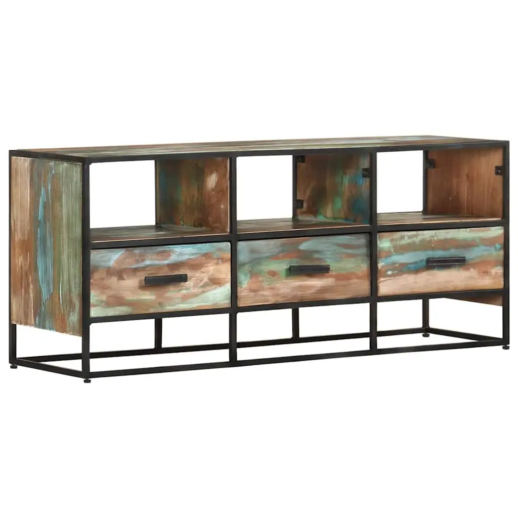TV Cabinet Brown 110x30x45 cm Solid Reclaimed Wood with 3 Drawers and 3 Shelves Storage
