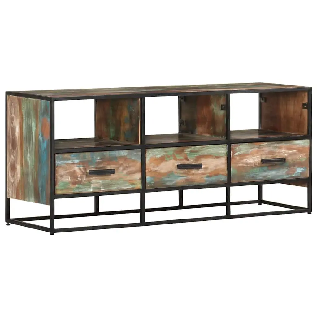 TV Cabinet Brown 110x30x45 cm Solid Reclaimed Wood with 3 Drawers and 3 Shelves Storage
