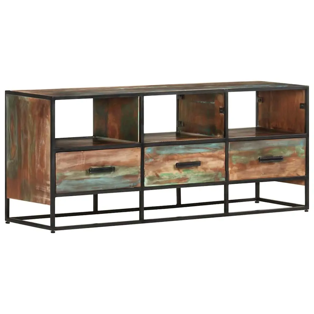 TV Cabinet Brown 110x30x45 cm Solid Reclaimed Wood with 3 Drawers and 3 Shelves Storage