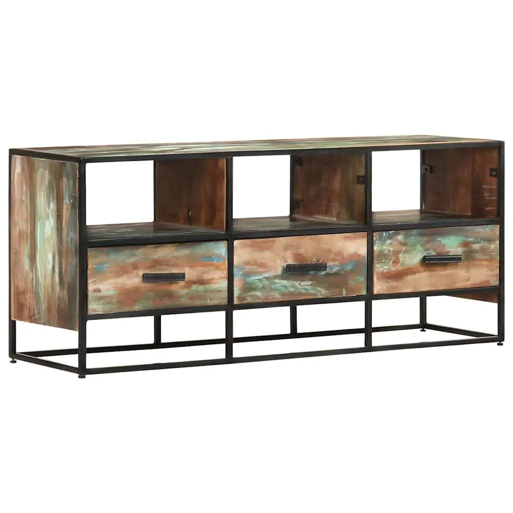 TV Cabinet Brown 110x30x45 cm Solid Reclaimed Wood with 3 Drawers and 3 Shelves Storage
