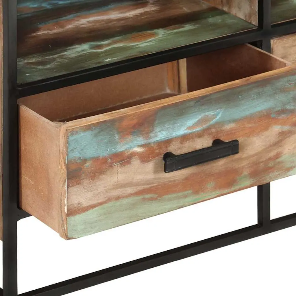 TV Cabinet Brown 110x30x45 cm Solid Reclaimed Wood with 3 Drawers and 3 Shelves Storage